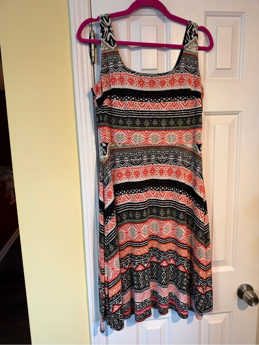 LOFT Coral, Black & White Pattern Stripe Sundress